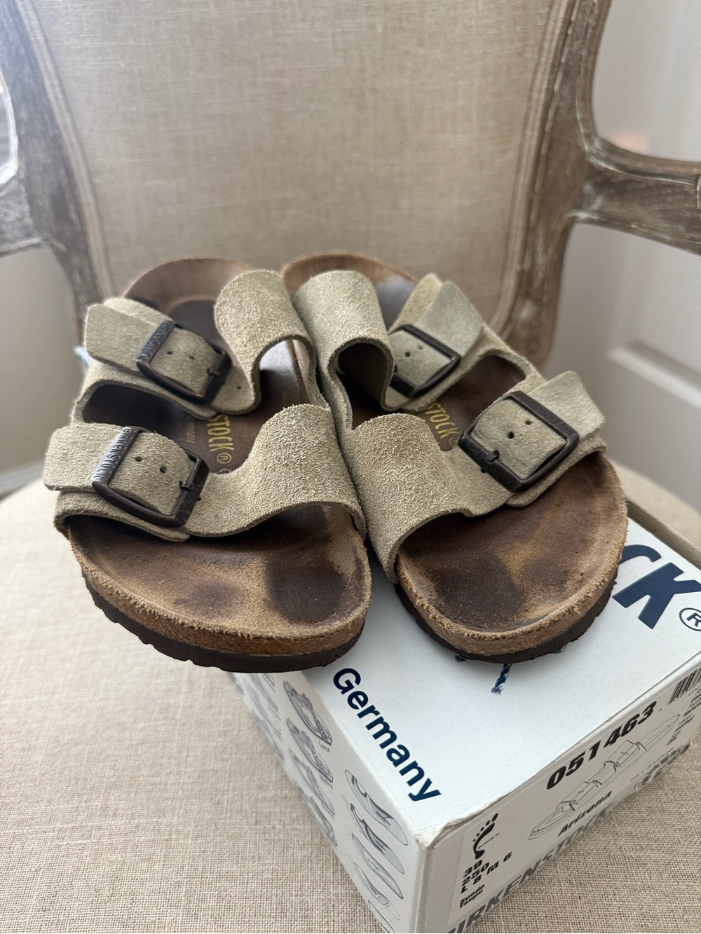 Birkenstock Kids Double Buckle Suede Sandals in Olive Green